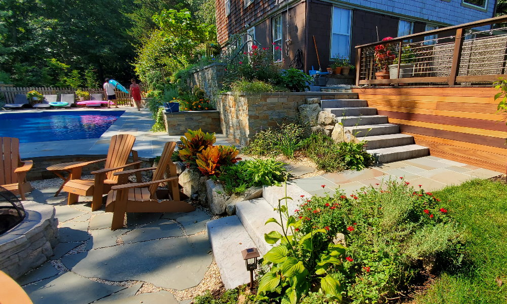 unilock copthorne pavers with outdoor kitchen